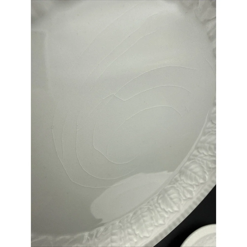 (2) pontesa spain Dessert Plate White Leaf Pattern 6 7/8